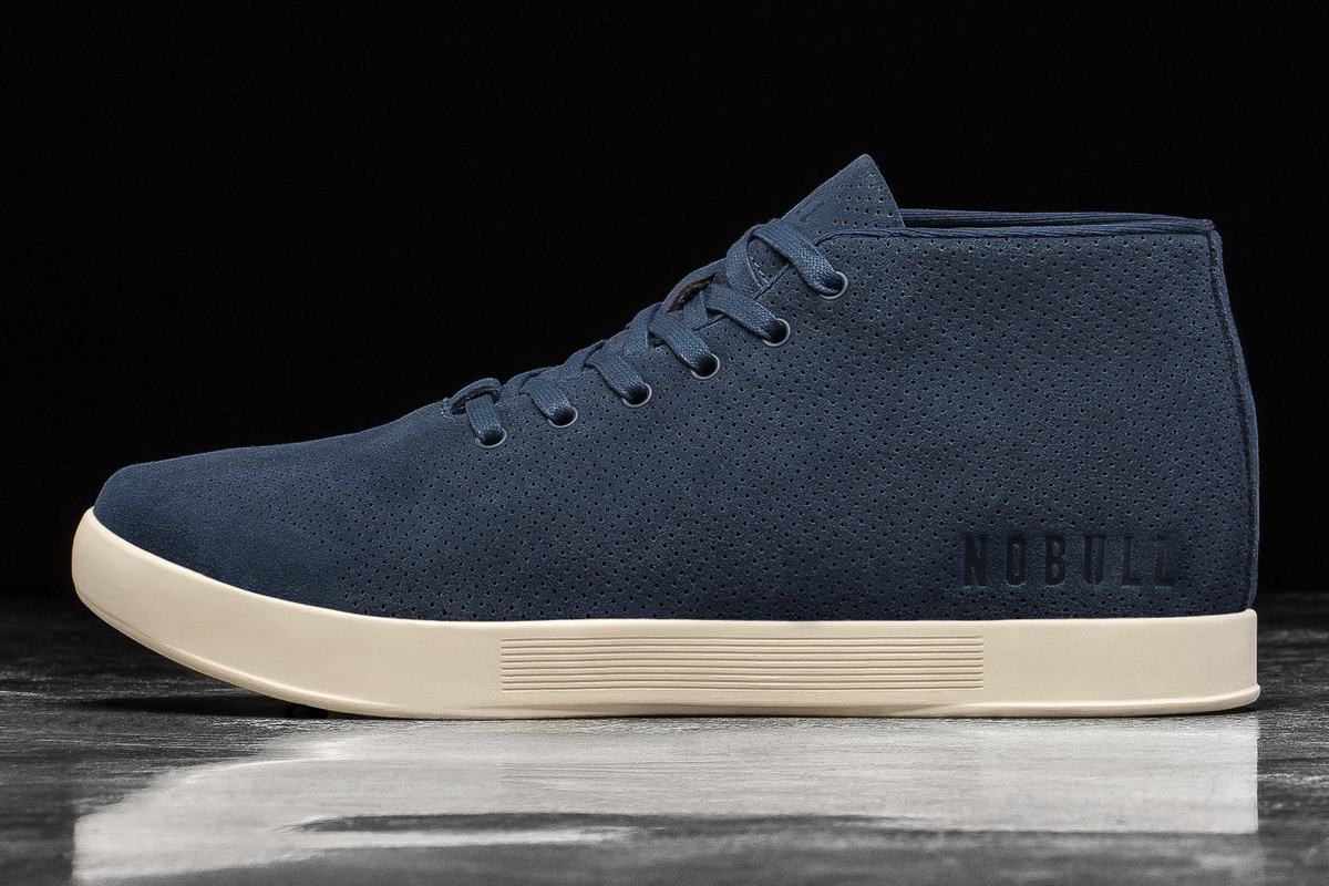 Nobull Suede Mid Women's Trainers Navy White | Australia (EV3296)